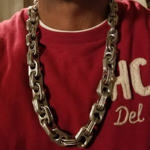 26" Silver Aluminum Pull Tab Can Tab Necklace Chain with Lobster Clasp